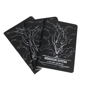 Session Notes - A 5E DM's Journal: Black (3 Pack)