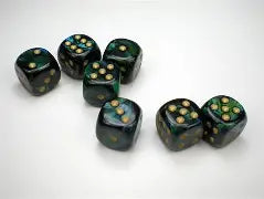 Chessex Scarab® 16mm d6 Jade/gold Dice Block™ (12 dice)