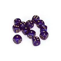 Borealis® 16mm d6 Royal Purple/gold Luminary™ Dice Block™ (12 dice)