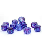 Nebula® 16mm d6 Nocturnal™/blue Luminary™ Dice Block™ (12 dice)