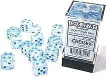 Borealis® 16mm d6 Icicle™/light blue Luminary™ Dice Block™ (12 dice)
