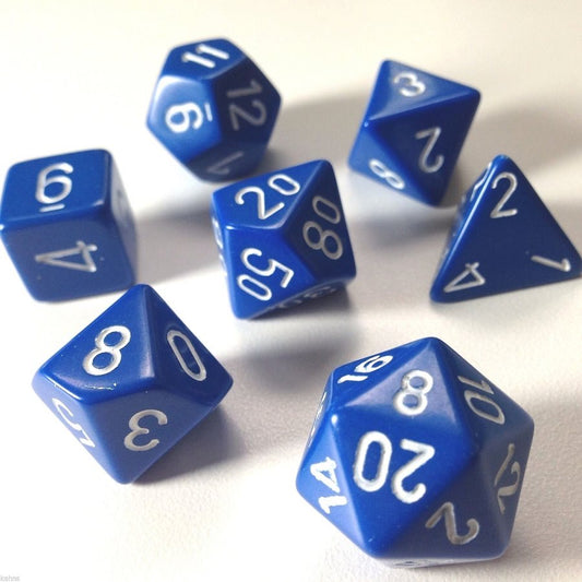 Opaque: 7Pc Blue / White Dice