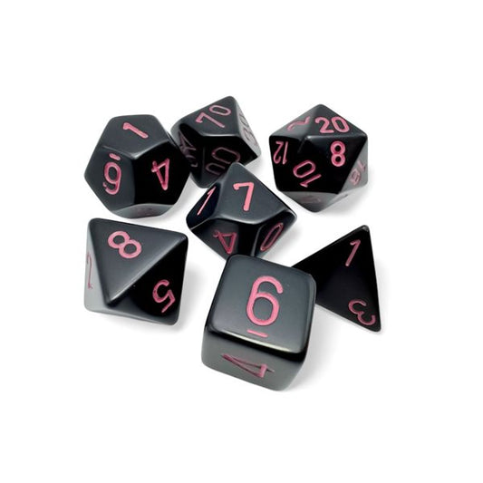 Opaque: 7Pc Black / Pink Dice