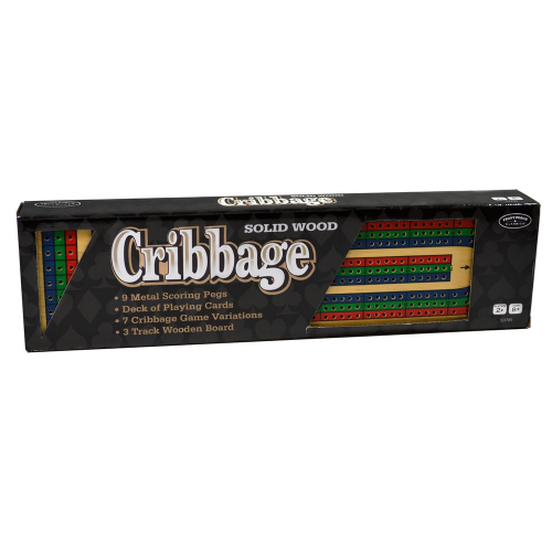 CRIBBAGE BOARD - SOLID WOOD (Metal Pegs)