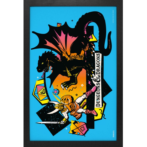 DUNGEONS and DRAGONS - DRAGON BATTLE - VINTAGE - 11" x 17" GEL PRINT