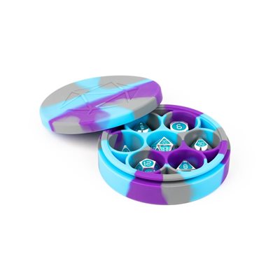 Dice Case: Silicone Round: Purple / Gray / Light Blue