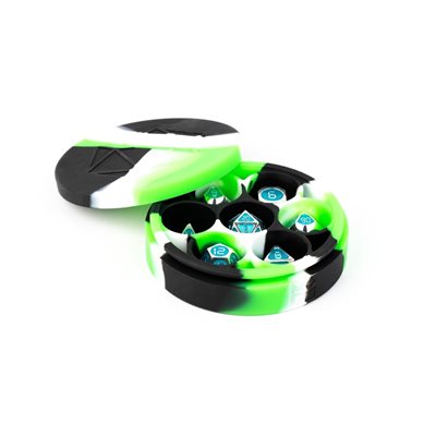 Dice Case: Silicone Round: Green / Black / White