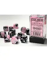 Chessex Gemini Black-Pink/White 16mm d6 Dice Block™ (12 dice)