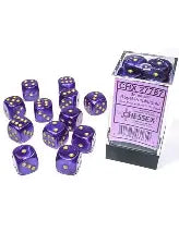 Borealis® 16mm d6 Royal Purple/gold Luminary™ Dice Block™ (12 dice)
