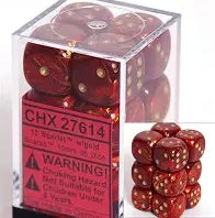 Chessex Scarab Scarlet/Gold 16mm d6 Dice Block™ (12 dice)