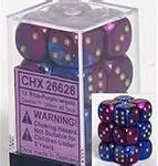 Chessex Gemini Blue-Purple/Gold 16mm d6 Dice Block™ (12 dice)