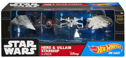 Hero and Villain Starship 4-Pack - Star Wars Hot Wheels (TFA) Starship Multi-Pack